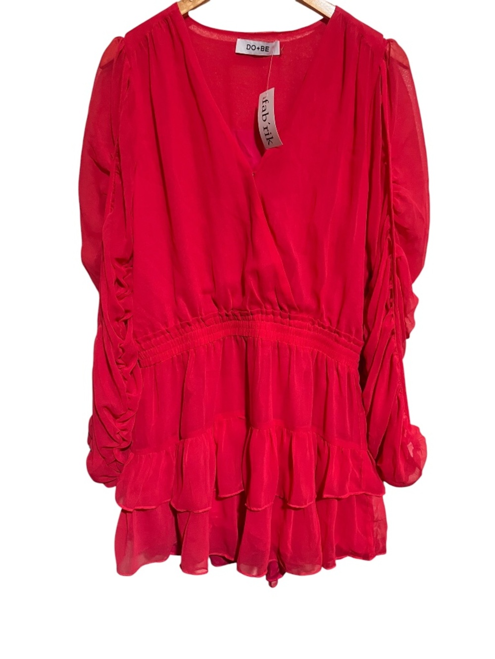 DO+BE PINK V-neck Long Sleeve Sheer Mini Dress sz L